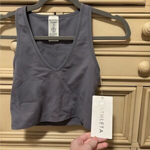 NWT Athleta aurora seamless crop tank. Grey/blue color.